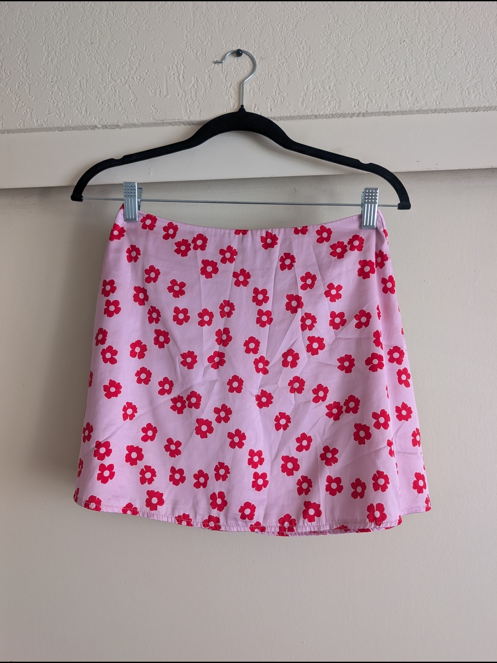 Princess Polly Pink Mini Skirt with Red Floral Print
